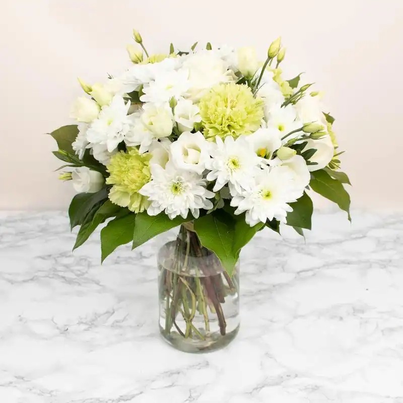 BOUQUET DE FLEURS DEUIL NUAGE BLANC LA RÉUNION